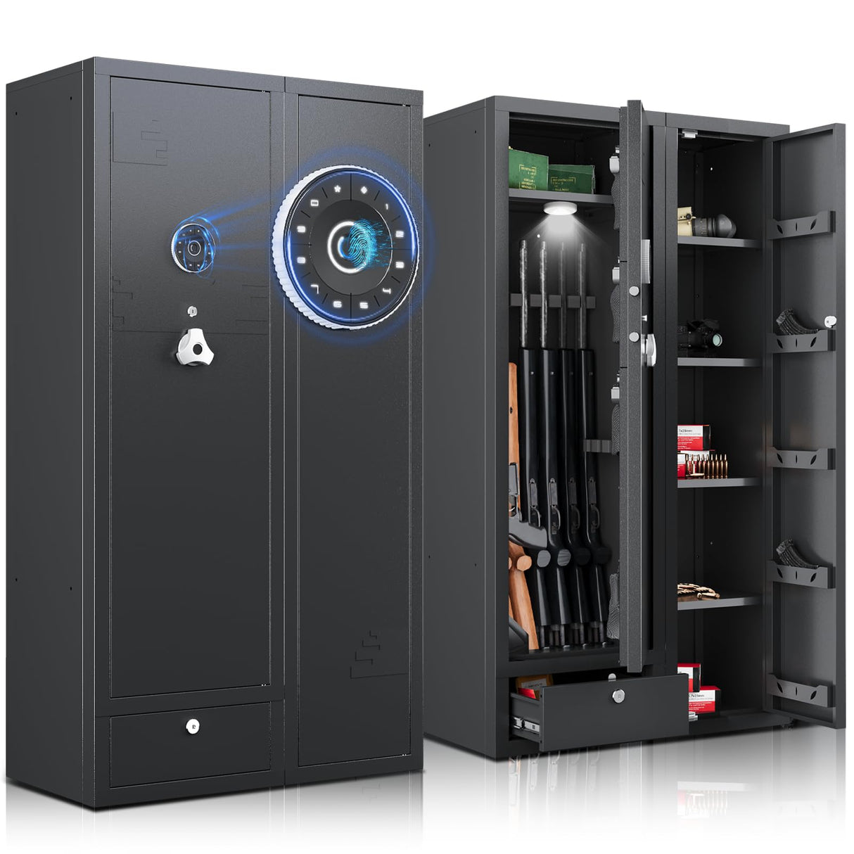 15-20 Gun Safe,Large Gun Safes for Home Rifle and Pistols,Rifle Safe,Gun Cabinets for Rifles and Shotguns,Gun Cabinets,Gun Safes & Cabinets with Drawer,3 Gun Mount,Handgun Pockets and Removable Shelf KAER