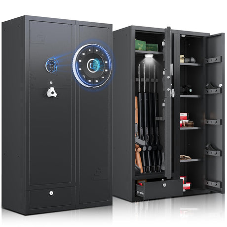 15-20 Gun Safe,Large Gun Safes for Home Rifle and Pistols,Rifle Safe,Gun Cabinets for Rifles and Shotguns,Gun Cabinets,Gun Safes & Cabinets with Drawer,3 Gun Mount,Handgun Pockets and Removable Shelf KAER