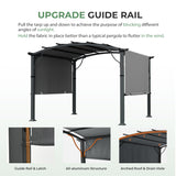 LUXIJOY 10 x10 Arched Outdoor Pergola Patio Metal Pergola for Deck, Outdoor Retractable Pergola with Canopy and Hardware, Small Aluminum Pergola with Canopy Fixed in Various Positions (Grey) LUXIJOY