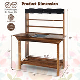 Costzon Kids Potting Bench, Wood Toy Gardening Center with 4 Pots, Chalkboard, Removable Sink, Storage Shelves, Mud Kitchen for Kids Outdoor Play Kitchen, Gift for Boys Girls 3+ Costzon