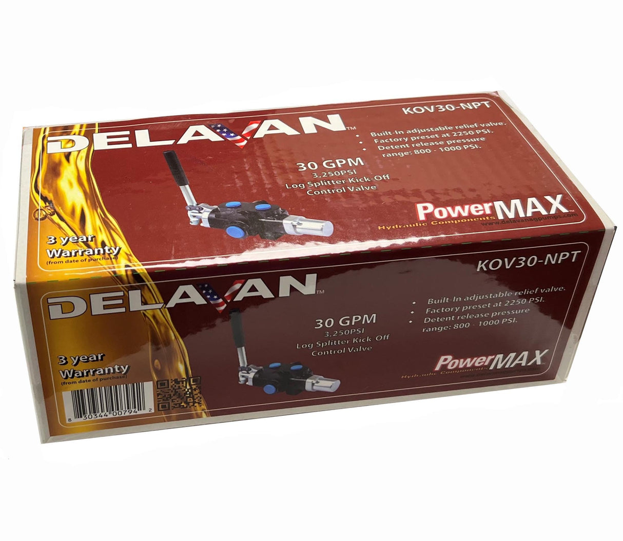 Delavan KOV30-NPT PowerMAX™ 30 GPM Log Splitter Kick-Off Control Valve Delavan Ag Pumps, Inc.
