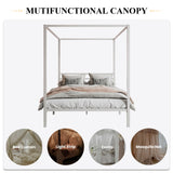 Queen Size Metal Canopy Bed Frame by SHA CERLIN - Sturdy, No Box Spring Needed, Easy Assembly, Customisable Design in White SHA CERLIN