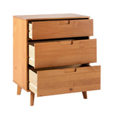 Walker Edison Sloane 3-Drawer Groove Handle Solid Pine Wood Dresser, 36 Inch, Caramel Walker Edison