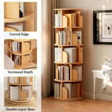 Corner Bookshelf and Bookcase, 61.81" H 5-Tier Rotating Bookshelf 360°, Book Shelf Narrow Tall Bookcase, Floor Standing Bookcases Storage Rack for Living Room, Office, Bedroom WoodArtSupply