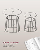 VASAGLE Round Coffee Tables, Set of 2, Modern Circle Side Tables with Steel Frame, for Living Room, Bedroom, Ebony Black ULCT045B56 VASAGLE