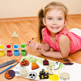 JOYIN 12 Pcs Halloween Wood Craft Kit, Wooden Magnet Creativity Arts Painting Kit, DIY Halloween Painting Craft for Kids Party Supplies, Toddler Party Favors Family School Activities JOYIN