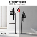 AOKCOS Floor TV Stand with 60-Degree Swivel, TV Floor Stand for 32-65 inch TVs up to 88lbs with Tilt, 8 Level Height Adjustable Tall TV Mount Stand with Shelf, Tempered Glass Base, MAX VESA 400x400mm AOKCOS