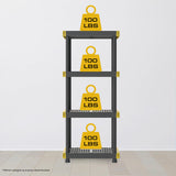 BLACK & YELLOW 4-Tier Heavy Duty Plastic Storage Shelving Unit, 100lbs/shelf (55" x 24" x 20"), for Indoor/Outdoor Organization, Modular Rack, Extremely Durable, Made in The USA [2 Pack] BLACK & YELLOW