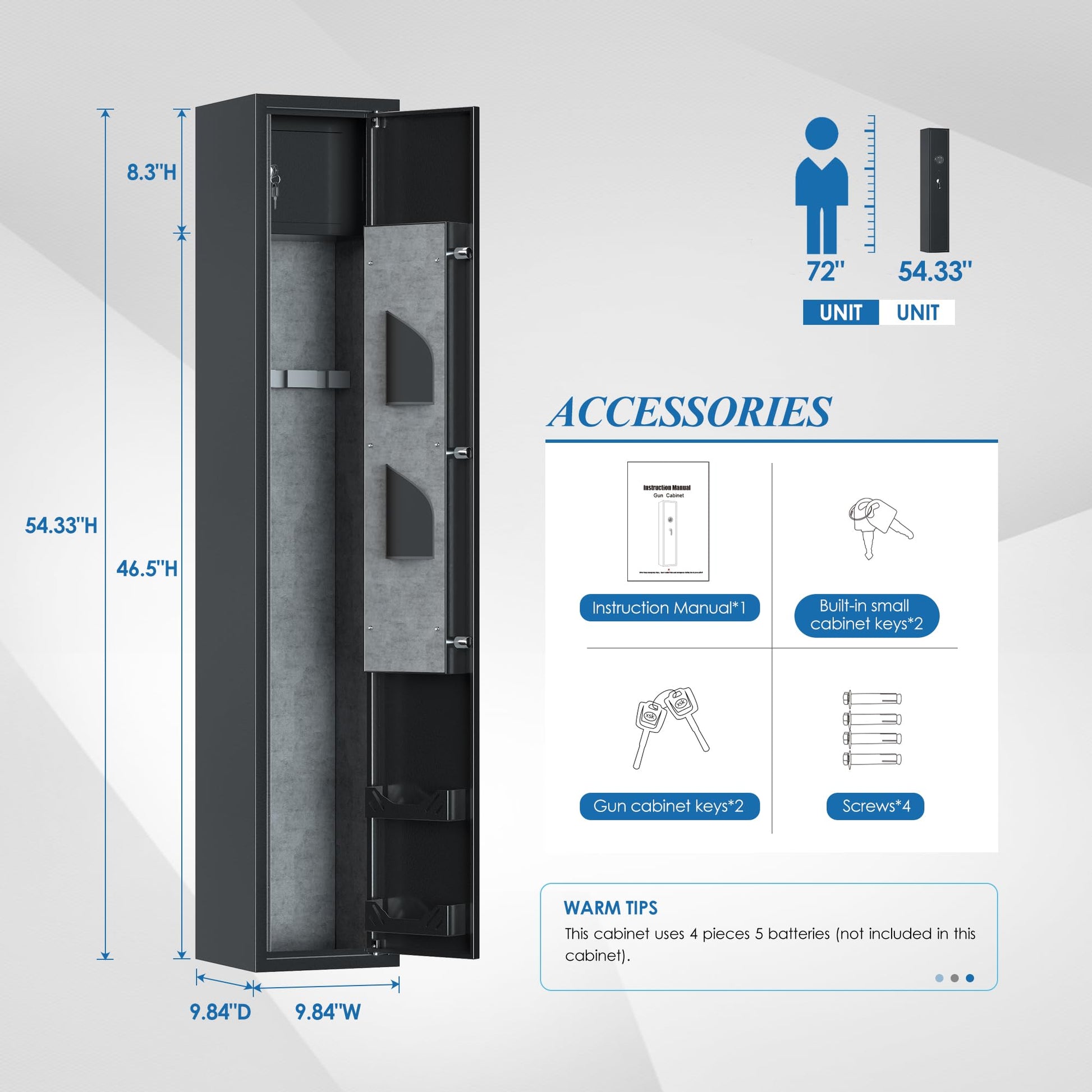 SUXXAN Home Rifle and Pistols Gun Safe with LED light & Alarm System,Biometric Fingerprint Rifle Safe,Quick Access 1-3 Rifle and 2 Pistol,Long Gun Cabinet with Removable Shelf,Built-in Small  - WoodArtSupply