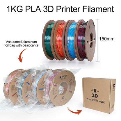 Kretrum Silk PLA 3D Printer Filament Dual Color Refills 1.75 mm Color Changing Bundle Dimensional Accuracy +/- 0.02 mm 250g x 4 Spools (Rose & Blue, Red & Gold, Violet & Green, Blue & Green) - WoodArtSupply