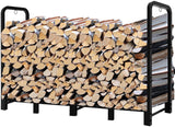 Fandature 8Ft Firewood Rack Adjustable Fireplace Wood Holder For Outdoor Indoor Storage Log-Heavy Duty Fire Log Lumber Stand Stacker, Black Fandature