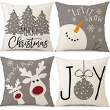 PSDWETS Christmas Pillow Covers 18x18 Set of 4 Christmas Decorations Snowman Deer Christmas Tree Winter Holiday Decor Throw Cushion Case for Home Couch PSDWETS