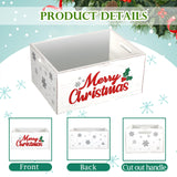 Namalu Christmas Hot Cocoa Bar Storage Box Wooden Crate with Handles Hot Cocoa Decorative Rustic Farmhouse Wood Basket Christmas Wood Storage Bins Organizer Bucket for Xmas Candy Dish Home(White) Namalu