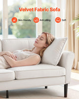 VEVOR Loveseat Sofa, 69-Inch Small Sofa Couch for Living Room, Velvet Fabric 2-Seats Couch with Sinuous Spring, Soft Cushions and Sturdy Frame, Comfy Loveseat for Bedroom, Office or Apartment, White VEVOR