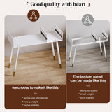 Ieejdn White with plug,Large Vanity Desk with 3 Color Touch Screen Dimming Mirror, Modern Retractable Makeup Dressing Table with Adjustable Cabinet and 5 Sliding Drawers,Vanity Table with Power Strip Ieejdn