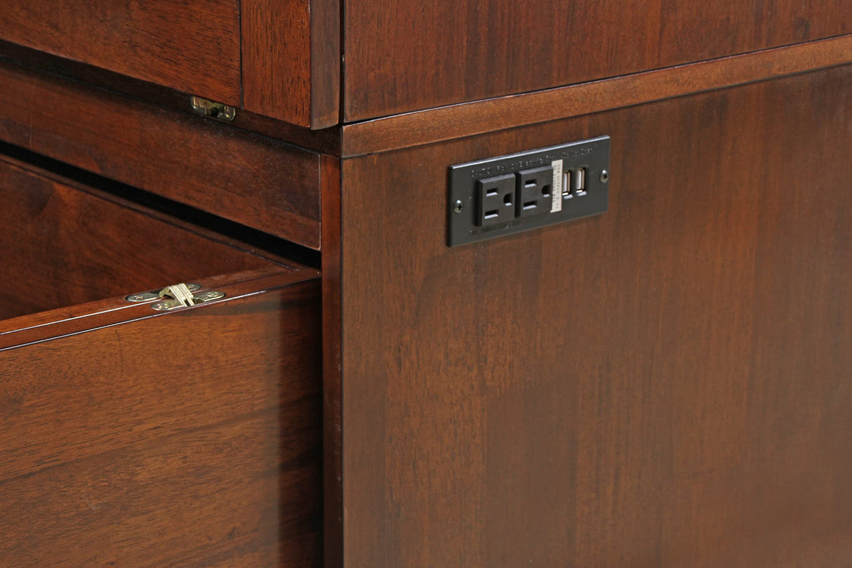 Mega Solutions Murphybedz Tuscany Murphy Cabinet Chest Bed with Charging Station 6 Inch, Queen (Tobacco) Mega Solutions