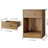 FOTOSOK Nightstand Set of 2, 2-Tier Side Table with Drawer and Storage Shelf, Bedside Table End Table, Modern Night Stand for Bedroom, Home Office,Wooden Grain FOTOSOK