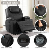 WISHDEER Power Recliner Chair with Heat and Massage for Adults - Home Theater Seating with LED Lights,Cup Holders,Side Pocket,USB Port - Recliner Sofa for Living Room(Black, Single Recliner) WISHDEER