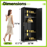 UNICOLY Armoire Wardrobe Closet with Doors, 71'' Wardrobe Cabinet with Hanging Rod, Metal Closet with 2 Adjustable Shelves for Bedroom School, Employee, Gym, Armarios De Ropa para Dormitorio, Black UNICOLY