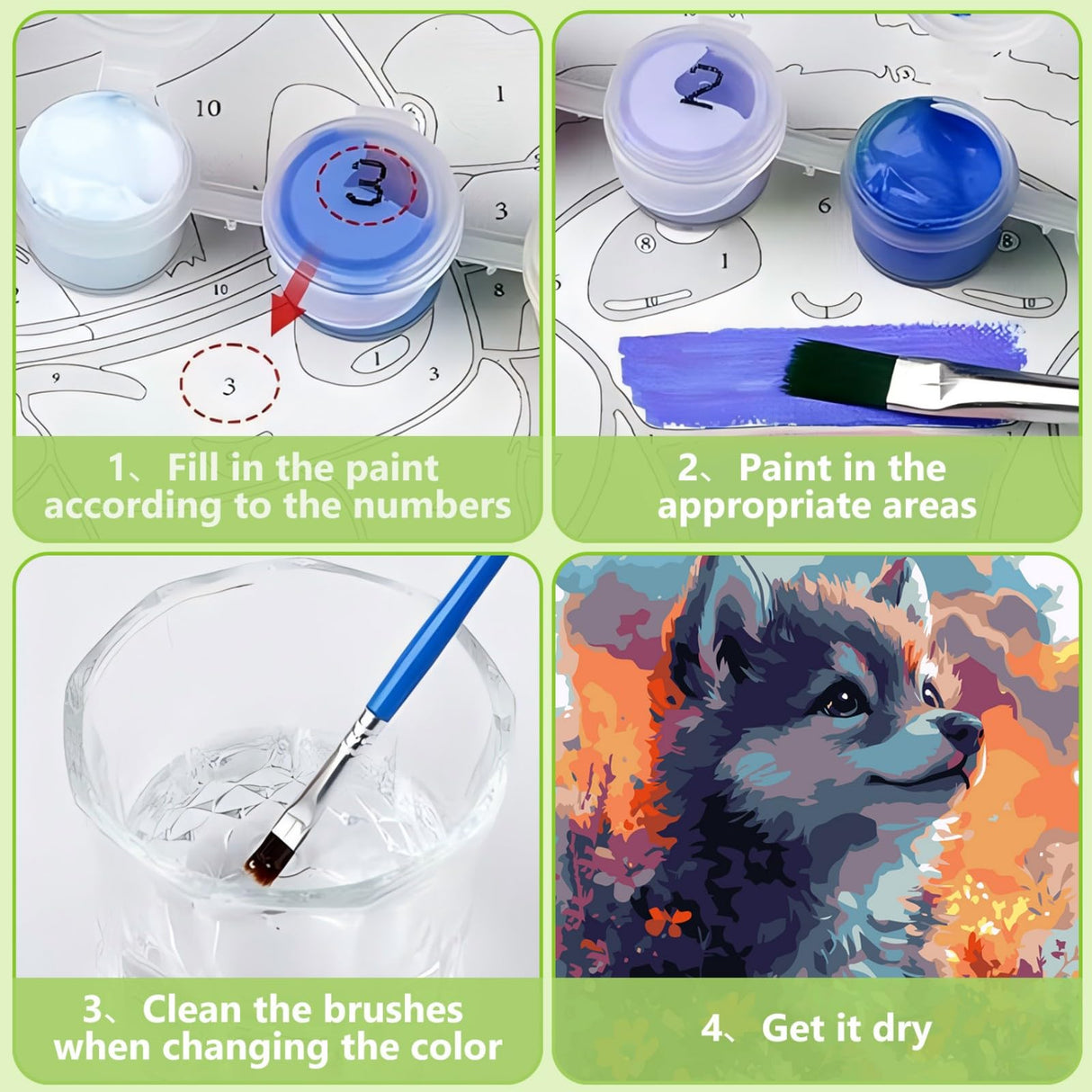 Reivworl Framed Paint by Numbers Kit for Adults Beginner & Kids Ages 8-12, Wolf Paint by Number with Easel, Painting by Numbers for Gifts and Home Decor (10X10Inch) Reivworl