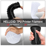 HEllO3D TPU Filament 1.75mm Flexible 3D Printer Filament,85A Soft 3D Printer Filament,TPU Elastomer 3D Filament,Vacuum Packed,Dimensional Accuracy +/- 0.05mm,1Kg Spool (1KG)(Black) HELLO3D