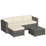 SUNVIVI OUTDOOR Outdoor Patio Furniture Set, 5 Piece Patio Conversation Set, Waterproof Wicker Patio Furniture Set, All Weather Combination Patio Conversation Sets with Cushions and Glass Table, Beige SUNVIVI OUTDOOR