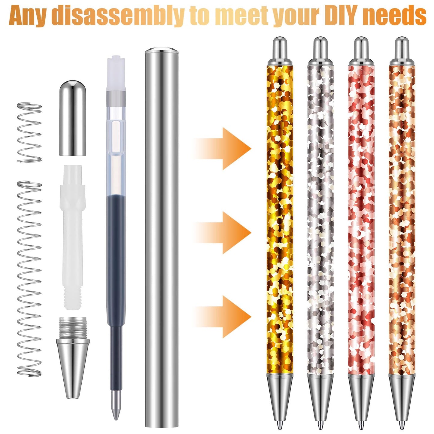 Qilery 25 Set Stainless Steel Pen Resin Blank Pens for UV Dtf Wraps Sublimation Pens Gifts Resealable Pouch Bag and Holographic Thank You Cards Set for DIY Glitter Pen Epoxy Pen Craft Blanks Gel Pen