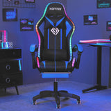 HOFFREE RGB Gaming Chair with Speakers Massage Computer Gaming Chair with LED Lights and Footrest High Back Video Game Chair for Adults Blue and Black HOFFREE