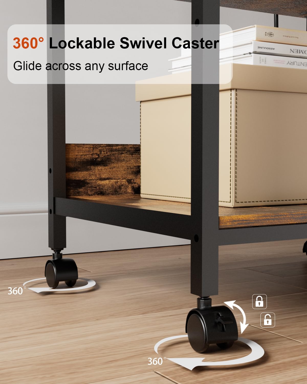 WTINAPIG Tall Printer Stand with Storage Adjustable Shelf and Bag, 4-Tier Large Printer Table with Charging Station for Home Office, Printer Cart with Wheels for 3D Printer Shredder Scanner Fax WTINAPIG