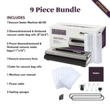 Mesliese Vacuum Sealer Machine Powerful 90Kpa Precision 6-in-1 Compact Food Preservation System with Cutter, 2 Bag Rolls & 5 Pre-cut Bags, Widened 12mm Sealing Strip, Dry&Moist Modes (Silver) Mesliese