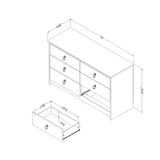 South Shore Plenny 6-Drawer Double Dresser White Wash and Weathered Oak South Shore