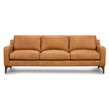 POLY & BARK Sorrento Leather Couch – 86-Inch Leather Sofa with Tufted Back - Full Grain Leather Couch with Feather-Down Topper On Seating Surfaces – Pure-Aniline Italian Leather – Cognac Tan POLY & BARK