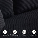 PELUMY 108.7" L-Shaped Modular Sectional Sofa with Oversized Chaise, Cloud Couch with Memory Foam, No Assembly Required Sleeper Sofa for Small Space Living Room, Apartment (Black, Corduroy) PELUMY