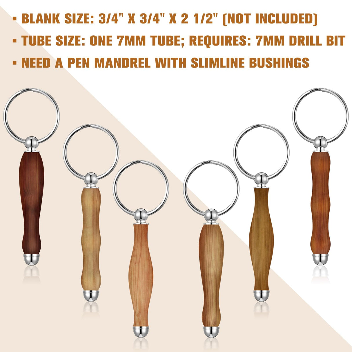 XunYee 12 Pcs WoodTurning Keychain Kit Woodturning Project Kit Wood Turning accessories Mandrel Woodturning keychain for Carpentry woodworker gift (Sliver) XunYee