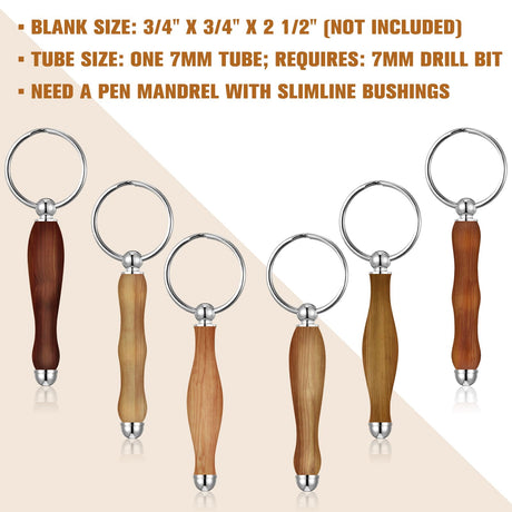 XunYee 12 Pcs WoodTurning Keychain Kit Woodturning Project Kit Wood Turning accessories Mandrel Woodturning keychain for Carpentry woodworker gift (Sliver) XunYee