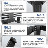 hiyuehome 14 inch Metal Queen Bed Frame with Rounded Corner and Headboard Hole Mattress Retainers 3500LBS Heavy Duty Steel Slats No Box Spring Needed Platform Noise-Free Easy Assembly hiyuehome