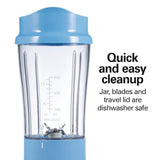 Hamilton Beach Portable Blender for Shakes and Smoothies with 14 Oz BPA Free Travel Cup and Lid, Durable Stainless Steel Blades for Powerful Blending Performance, Tranquil Blue (51172) Hamilton Beach