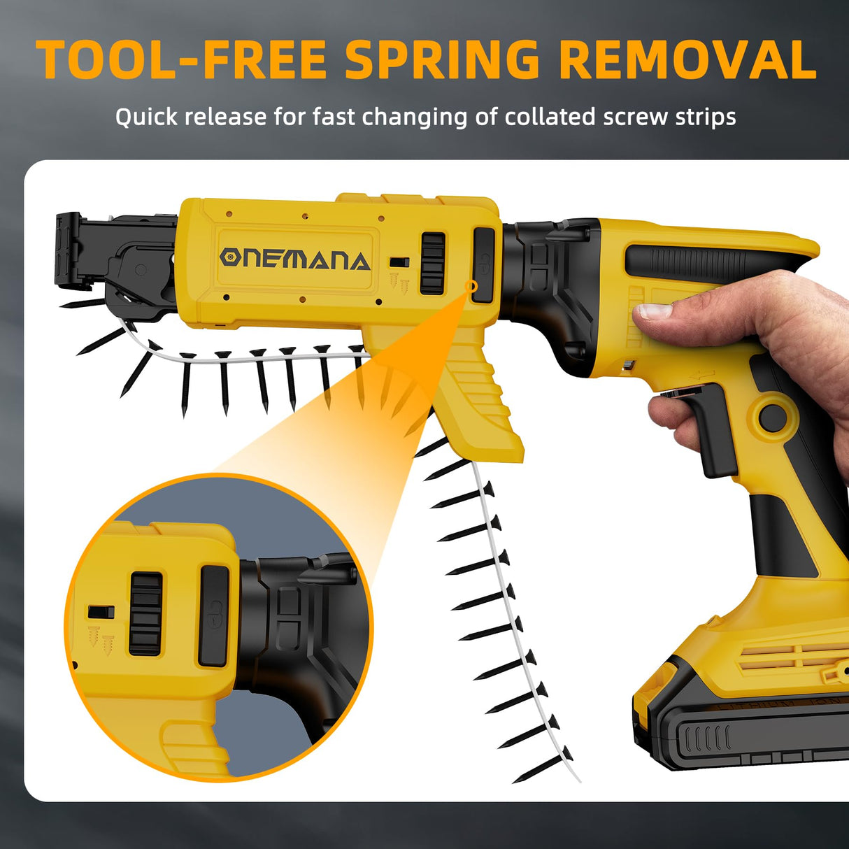 ONEMANA Collated Screw Gun Attachment, Suit For Dewalt DCF620 ONEMANA