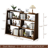 IOTXY Wooden Extendable Shelf Bookcase - 3-Tier Ladder Low Short Bookshelf for Small Space or Corner, Dark Walnut, L IOTXY