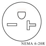 NEMA 6-20 Plug to 6-20 Connector Extension Power Cord - 25FT, 20A/250V, 12/3 SJTW, T Blade - Black oviitech