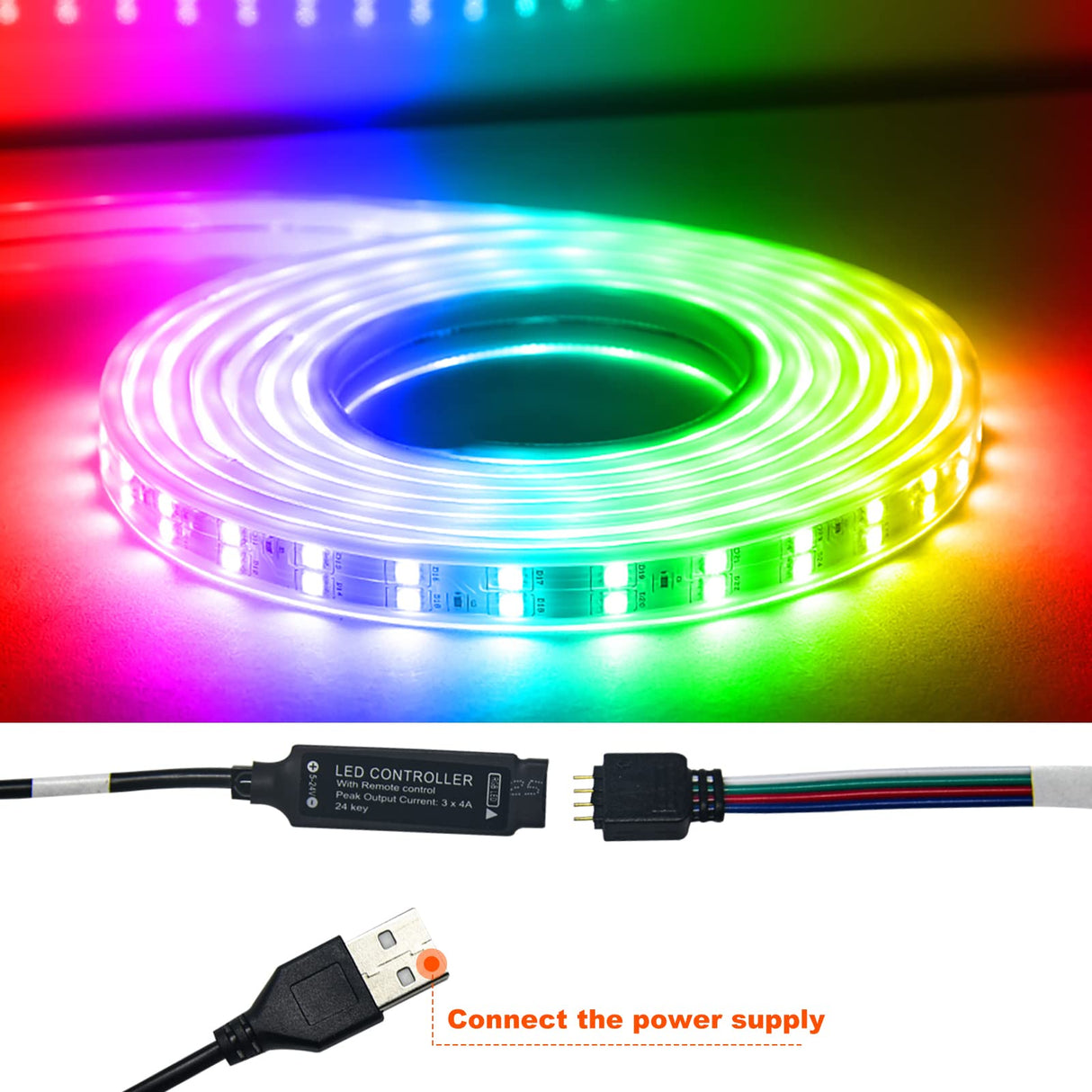 CLIPOP Modern Nightstand Set of 2, LED Night Stand with 3 High Gloss Chest of Drawers, Bedside Table Cabinet with Remote Control Lights, Wood Matte Nightstand 21.6" Tall Bedroom Furniture, White CLIPOP