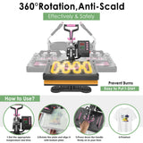 Seeutek Heat Press 5 in 1 Heat Press Machine 12x15 inch T Shirt Pressing Machine with 360 Degree Swing Away, Multifunction Heat Transfer Sublimation Combo for T Shirts Mugs Hat Plate Cap Pink Seeutek