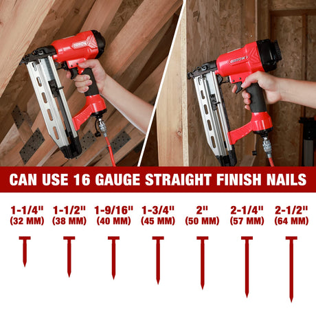 Arrow Pneumatic 16 Gauge Finish Nailer with 1000 Pcs Nails, 16 GA Professional Straight Nail Gun Kit, Oil-free Design, Depth Adjustable, Dryfire-lockout, Fits 1-1/4-Inch to 2-1/2-Inch Finish Nails Arrow