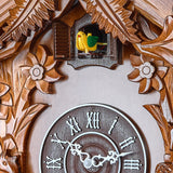 TIMEGEAR Cuckoo Clock with Automatic Night Mode, Hand Carved Deer Head and Wooden Decorations (Brown) TIMEGEAR