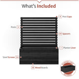 4 ft H x 3.5 ft W x 1.2 ft L Enclo Wood Privacy Screen with Planter Box, Raised Garden Bed with Trellis for Climbing Plants Outdoor, Privacy Planter for Patio, Balcony or Deck, Tacoma Charcoal EC18048 Enclo Privacy Screens