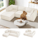 Vesgantti 106" Cloud Couch Sectional Modular Sofa, Deep Seat Comfy Cloud Couch Chenille Memory Foam Sofa Modular Couches for Living Room Bedroom, No Assembly Required (Beige, Left-Facing Chaise) Vesgantti