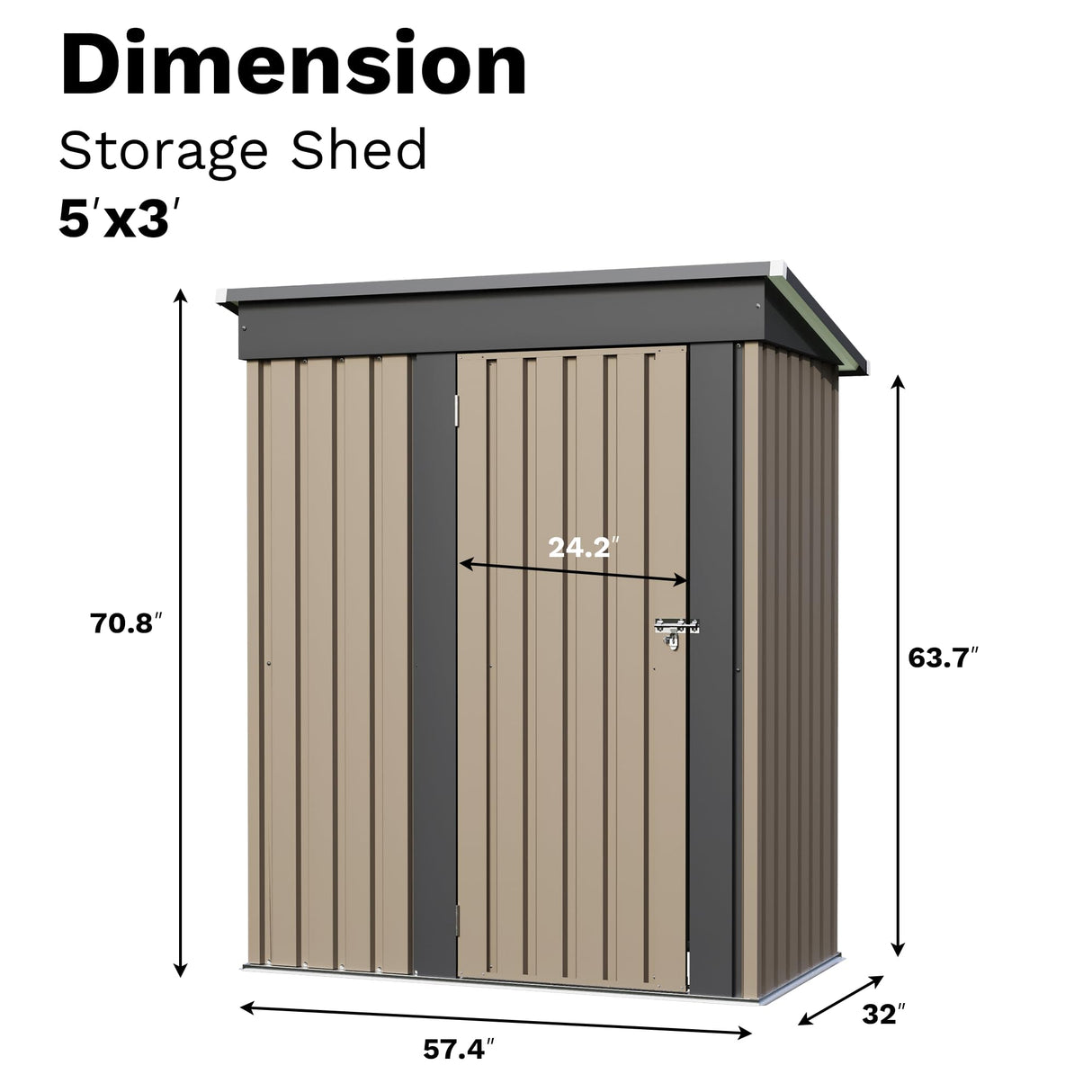 JUMMICO Metal Outdoor Storage Shed 5 x 3 FT Metal Shed with Lockable Door,Waterproof Garden Tool Shed Storage House for Backyard Patio Lawn, Brown JUMMICO