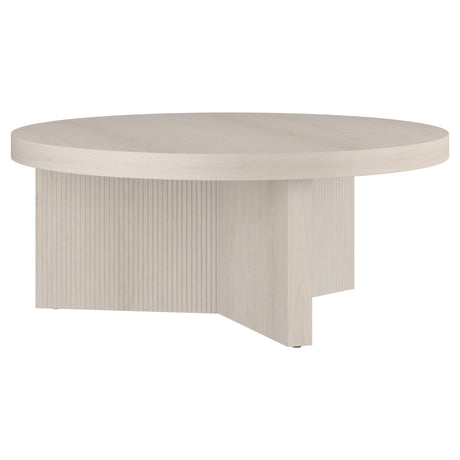 Henn&Hart 36" Wide Round Coffee Table in Beech White, for Home, Living Room, Bedroom, Entertainment Room, Office Henn&Hart