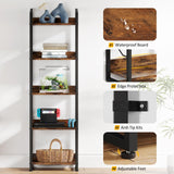 Hosfais 5-Tier Rustic Brown Narrow Bookshelf with Edge Protection for Home and Office Hosfais