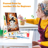 MOGTAA Halloween Ghost Paint by Numbers Kit for Adults Beginners with Frame, Fall Landscape Adult Paint by Number Kits on Canvas with Easel, Easy DIY Oil Painting Kits for Home Decor, 8x12in MOGTAA